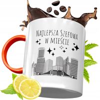 Kubek Pomarańczowy Dla Szefa Prezent Z Nadrukiem Ze Zdjęciem