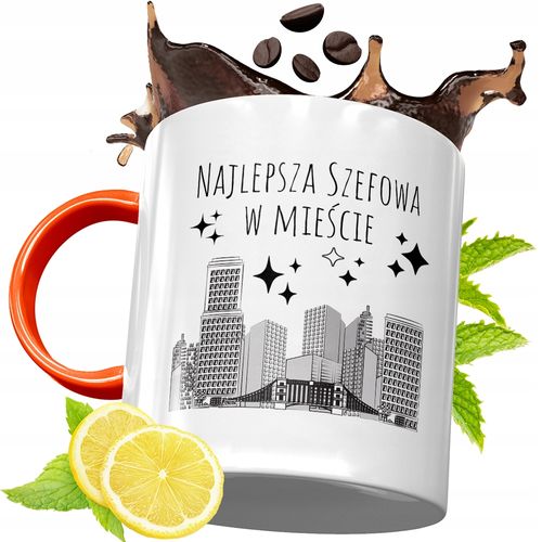 Kubek Pomarańczowy Dla Szefa Prezent Z Nadrukiem Ze Zdjęciem na Arena.pl