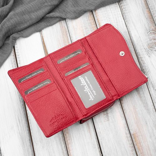 portfel damski skórzany lakierowany z roślinnym wzorem czerwony sp-24-rd na Arena.pl