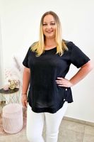 Bawełniana Bluzka Damska z Kieszonką i Guzikami Czarna UNI