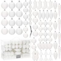 Bombki choinkowe 72 szt. biały zestaw choinkowy