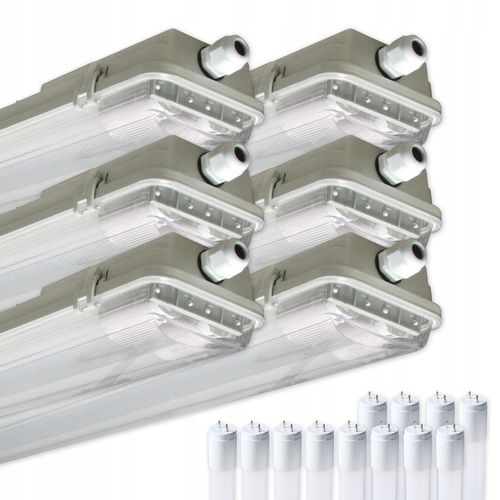 6x Oprawa hermetyczna 120cm Lampa LED natynkowa + 12x świetlówka LED na Arena.pl