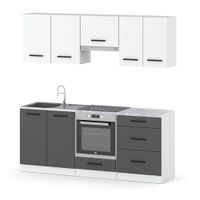 Kuchnia Nowoczesna Modułowa Mała Z Blatem 2.0m Biała Biały Mat Szary Mat
