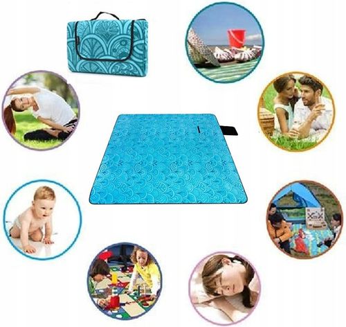 Koc Piknikowy z Uchwytem Izolacja Folia Termiczna Plażowy Mata 200x200cm na Arena.pl