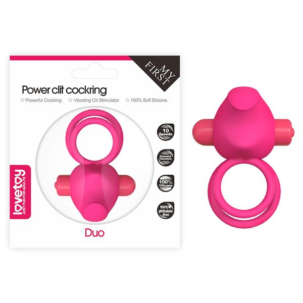 Power Clit Duo Silicone Cockring Pink zdjęcie 1