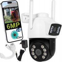 KAMERA WIFI 6MP OBROTOWA DWA OBIEKTYWY IR PODWÓJNA HD ICSEE SMART IP65 PTZ