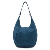 VERA PELLE torebka skórzana zamszowa worek na ramię V058 morska