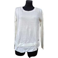 Wygodna Koszulka Damska na Długi Rękaw Klasyczna Biały Rozmiar S