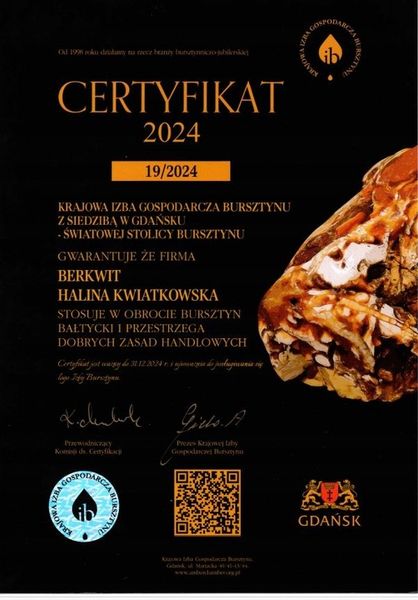 WISIOR BURSZTYN BAŁTYCKI Z CHMURKĄ SREBRO zdjęcie 3