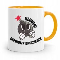 Kubek Żółty Prezent Dla Brata Bombowy Braciszek Z Nadrukiem Ze Zdjęciem