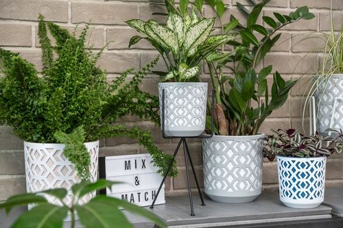 Doniczka AZTEK 14 h15 k-Czarny + w-Złoty Jasny na Arena.pl