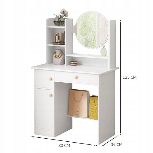 TOALETKA Z LUSTREM Z SZUFLADAMI BIAŁA DO MAKIJAŻU GLAMOUR STYL na Arena.pl