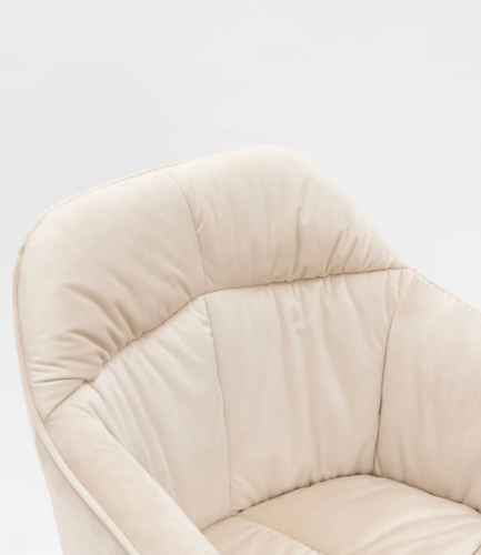 Krzesło obrotowe na kółkach z regulacją wysokości aksamit złote nóżki beż na Arena.pl