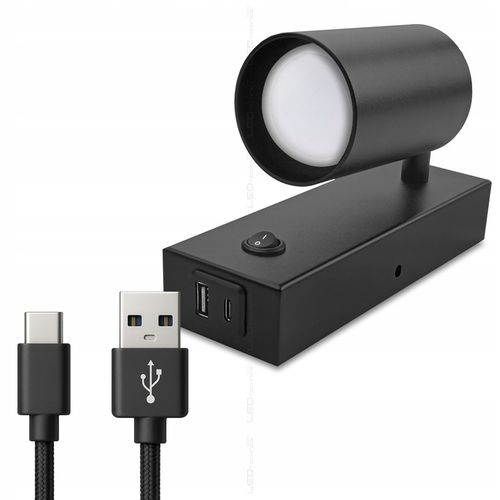 Kinkiet Ścienny Lampka LED z włącznikiem NOCNA NAD ŁÓŻKO + USB USB-C na Arena.pl