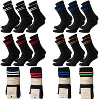 12-PAR Skarpety sportowe PÓŁ-FROTTE CZARNE 2 paski 44-46