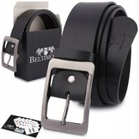 Skórzany pasek damski do spodni sukienki czarna skóra nat 4 cm