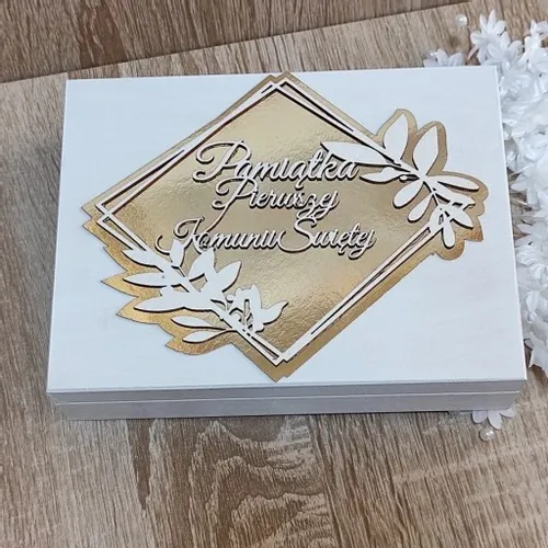 Pudełko na pieniądze prezent Pamiątka I Komunii chrzestnej dziadków aniołek na Arena.pl