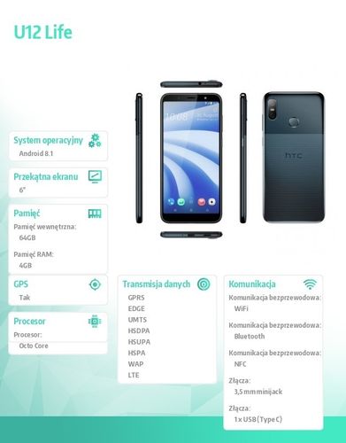 HTC Smartfon U12 Life Dual Sim Moonlight Blue na Arena.pl