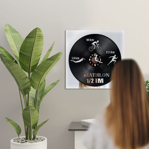 Zegar Ścienny z płyty winylowej na lustrze TRIATHLON 48 wzorów 30x30 cm na Arena.pl