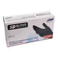 Nitrilové rukavice SD GLOVE S 100 ks, nepudrované, černé, 3.5