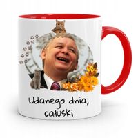 Kubek Czerwony Śmieszny Pis Jarosław Kaczyński Z Nadrukiem Ze Zdjęciem