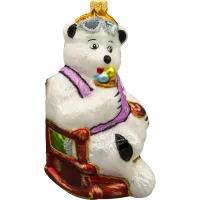 Bombka choinkowa szklana: Niedźwiedź Polarny na wakacjach: biały