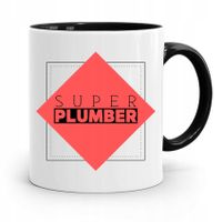 Kubek Czarny Prezent Dla Hydraulika Super Plumber Z Nadrukiem Ze Zdjęciem