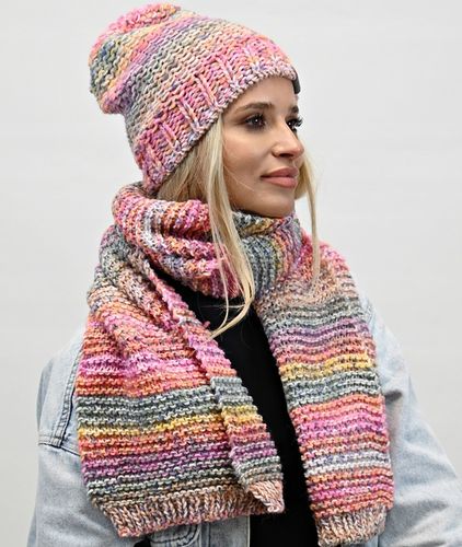 Zimowy Komplet Kolorowy Gruby Czapka Szal Wz1 na Arena.pl