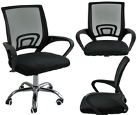 FOTEL BIUROWY KOMPUTEROWY KRZESŁO OBROTOWE CHROM SIATKA PS 91 BT