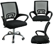 FOTEL BIUROWY KOMPUTEROWY KRZESŁO OBROTOWE CHROM SIATKA PS 91 BT