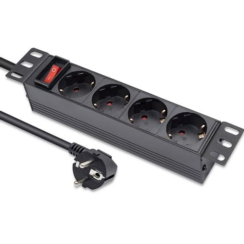 Qoltec Aluminiowa Listwa zasilająca  PDU do  RACK 10'' 1U 16A 4xSCHUKO na Arena.pl