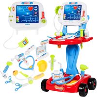 Mały Doktor Lekarz Zestaw Lekarski na wózku Mobilny Do Reanimacji 17el. NIEBIESK