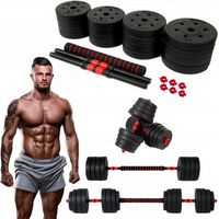 Hantle 30kg 2x15kg bitumiczne regulowane ZESTAW 16 talerzy + sztanga