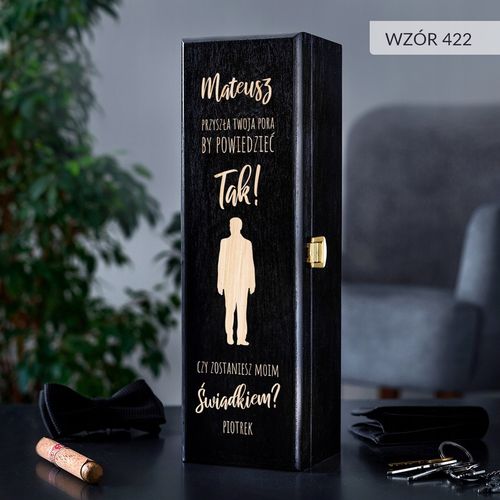 PROŚBA O ŚWIADKOWANIE SKRZYNKA NA WINO Z GRAWEREM PREZENT DLA ŚWIADKA IMIĘ na Arena.pl