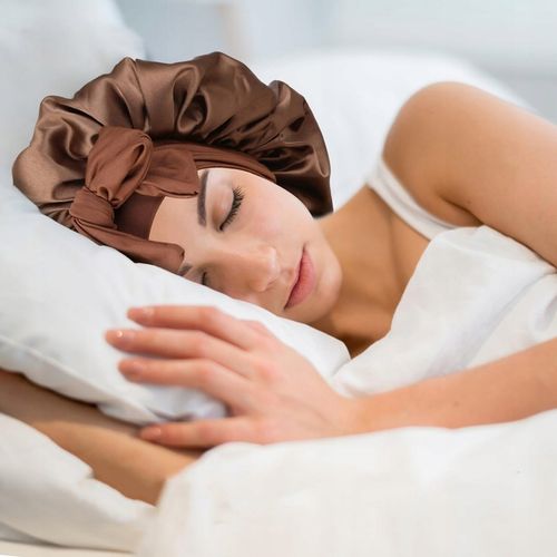 Jedwabny Czepek Do Spania Satynowy czepek na włosy do spania z opaską na Arena.pl