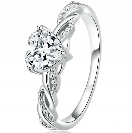 pierścionek serce kryształ srebro 17mm rozm. 14 SimplyMe + GRATIS zdjęcie 1