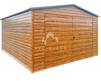 Garaż Blaszany 4x5m Brama Dwuskrzydłowa Drewnopodobny Dach Dwuspadowy NB151