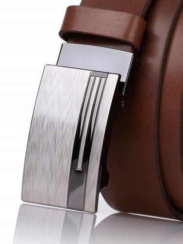 Pasek SKÓRZANY męski Klamra automat BRĄZOWY spodni na Arena.pl