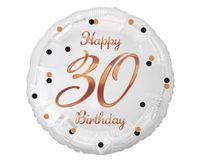Balon foliowy 30 urodziny Happy Birthday biały rose gold, 45 cm