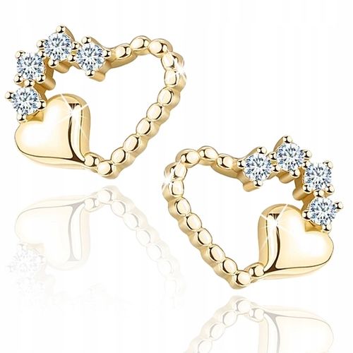 ZŁOTE KOLCZYKI DLA DZIEWCZYNKI SERCA SREBRO POZŁACANE GRAWER NA KOMUNIĘ na Arena.pl