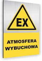 Tabliczka znak informacyjny 20x15 Srebrna ATMOSFERA WYBUCHOWA Nierdzewna