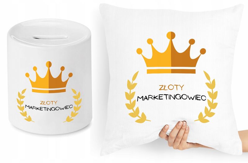 Dla Marketingowca Zestaw Poduszka + Skarbonka Z Nadrukiem Ze Zdjęciem zdjęcie 1