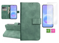 Etui z klapką do SAMSUNG GALAXY A57 5G skórzane zielony case + szkło 9H