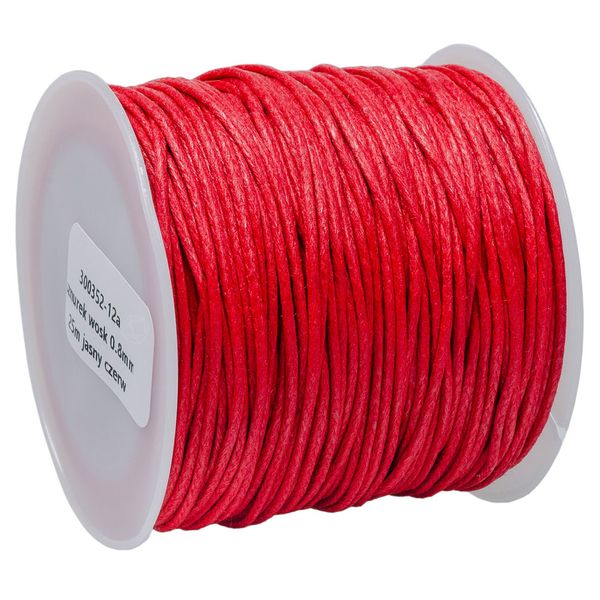 SZNUREK bawełniany woskowany 0.8mm 25m czerwony zdjęcie 1