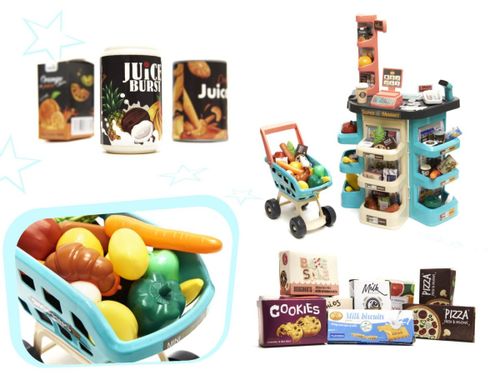 Supermarket sklep kasa fiskalna + wózek miętowy na Arena.pl