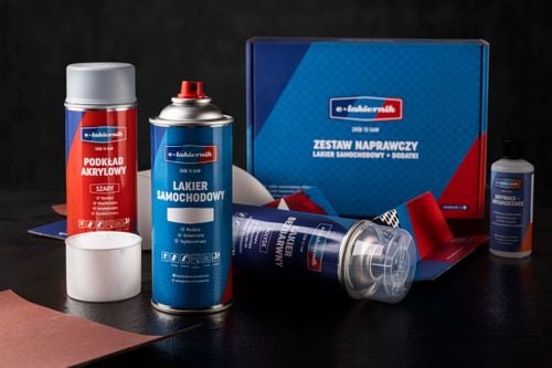 lakier samochodowy w sprayu zestaw naprawczy mercedes 744 brilliantsilber na Arena.pl