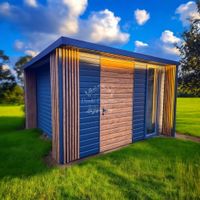 Schowek - Domek ogrodowy PREMIUM 3x3m + wiata  okno - Dekor z lameli