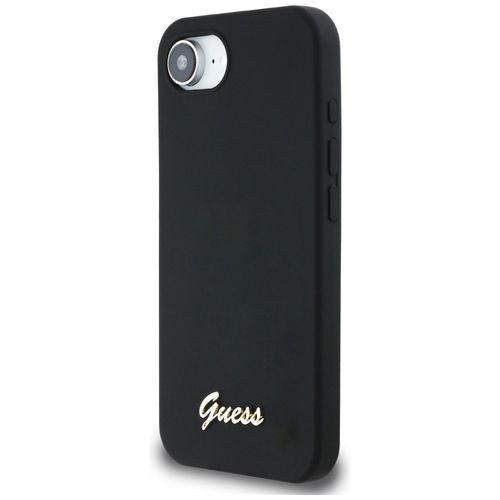 Etui Guess Silicone Script Metal Logo MagSafe do iPhone 16e czarny na Arena.pl