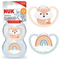 NUK Smoczek uspokajający ortodontyczny space GIRL 2 sztuki 0-6 miesięcy
