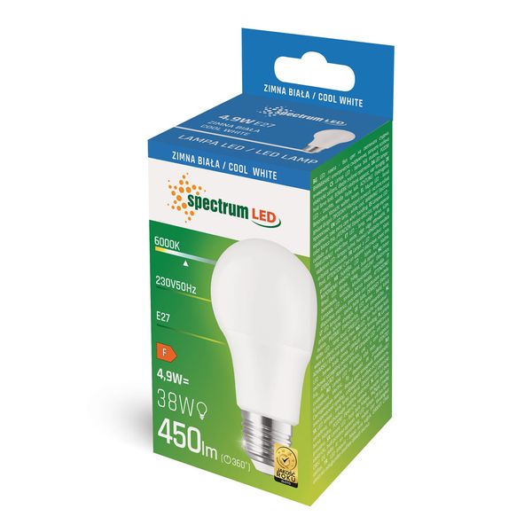 LED GLS E-27 230V 4.9W CW SPECTRUM zdjęcie 2